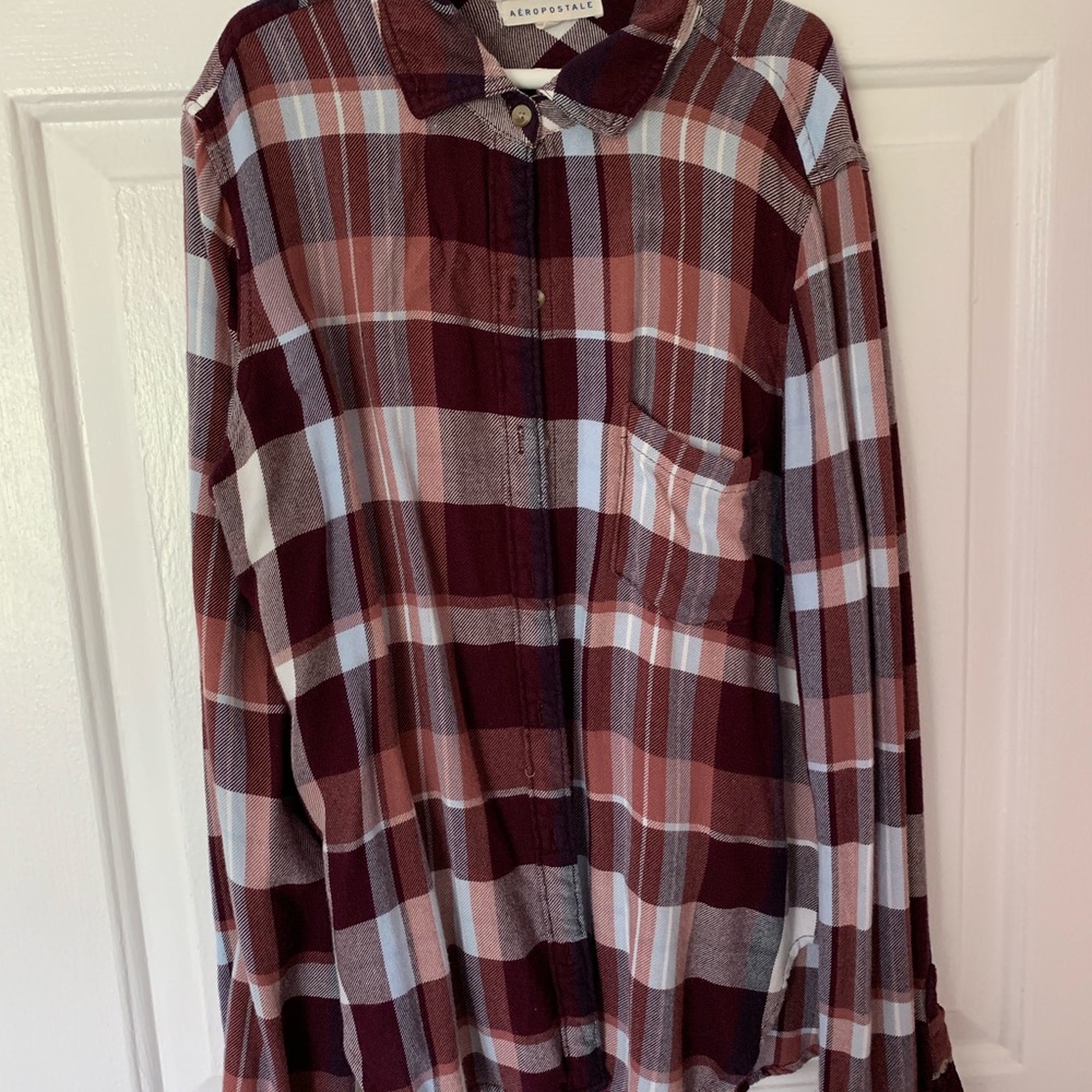 plaid flannel button up top